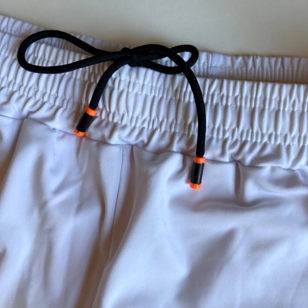 Men's White Athletic Shorts with Elastic Waist - Picture 5 of 6
